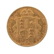 VICTORIA GOLD HALF SOVEREIGN, 1892, shield back, 4.0g Provenance: consigned from Swansea Comments: