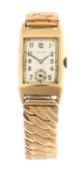 ROLEX 9CT GOLD GENT'S WRISTWATCH, Glasgow import marks for 1938, rectangular 24 x 16mms dial with