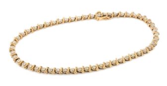 9CT GOLD ILLUSION SET DIAMOND TENNIS BRACELET, 22cms (l), gross weight 8.4g Provenance: private