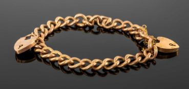 9CT GOLD CURB LINK BRACELET with two padlock clasps, 12.8g Provenance: private collection Conwy