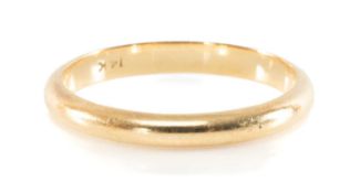 14K GOLD WEDDING BAND, stamped '14K', ring size L 1/2, 1.9g Provenance: private collection