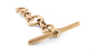 9CT GOLD WATCH LINKS & T-BAR, approx. wt. 8.9g Provenance: private collection UK.