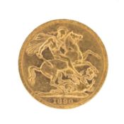 VICTORIA GOLD SOVEREIGN, 1890, Melbourne Mint, 7.9g Provenance: private collection Caerphilly