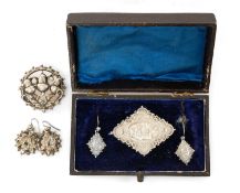 VICTORIAN SUITE OF SILVER JEWELLERY, maker G. N., Birmingham 1883, comprising a foliate engraved