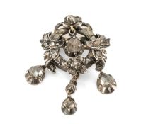GEORGIAN DIAMOND BROOCH, set with old-rose-cut diamonds, set in silver and backed in unmarked