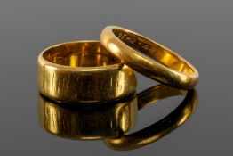 22CT GOLD WEDDING BAND with traces of engraved decoration, size K, 5.6g; together with 22ct gold