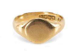 GENT'S 18CT GOLD SIGNET RING with vacant head, ring size U, 5.6g Provenance: private collection