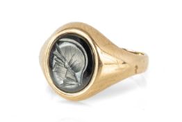 GENT'S 9CT GOLD & HEMATITE SEAL RING, size X, 7.1g Provenance: private collection Wirral