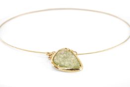 AVI SOFFER ANCIENT ROMAN GLASS PENDANT, set in yellow metal stamped '585' on yellow metal chain