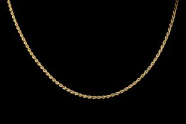 9CT GOLD ROPE TWIST NECKLACE with lobster claw clasp, 51cms (l), 8.6g Provenance: private collection