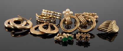 ASSORTMENT OF 9CT GOLD & OTHER UNMARKED EARRINGS, gross weight approx. 17g Provenance: private