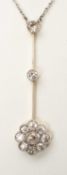 EDWARDIAN DIAMOND PENDANT NECKLACE, flower head design set with old-round-cut diamonds in a