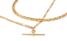 9CT GOLD FANCY CHAIN LINK NECKLACE with lobster claw clasp, 53cms (l), 9.3g; together with modern