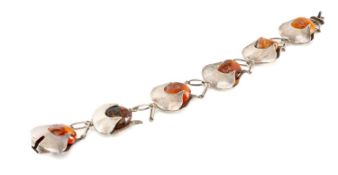 ULRICH DANISH SILVER & BALTIC AMBER MODERNIST BRACELET, gross wt. approx. 36.5g Provenance: