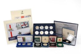 ASSORTED ELIZABETH II SILVER COMMEMORATIVE COINS, including set Westminster Mint 2002 12-coin Golden