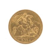 VICTORIA GOLD HALF SOVEREIGN, 1893, 4.0g Provenance: consigned from Swansea Comments: light wear