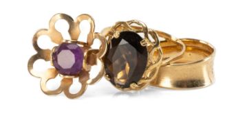 MILLENIUM 9CT GOLD 'HALLMARK' RING, ring size N/O, 1.6g; together with 9ct gold garnet dress ring,