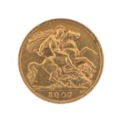 EDWARD VII GOLD HALF SOVEREIGN, 1907 Provenance: consigned from Swansea Comments: light wear.
