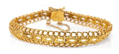 18CT GOLD ICHTHYS PANEL & CHAIN BRACELET, 13.5g Provenance: private collection Caerphilly County