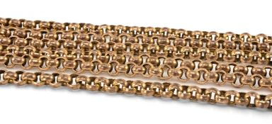 UNMARKED YELLOW METAL BELCHER LINK CHAIN, with lobster clasp, valued as 9ct gold, wt. approx. 50g