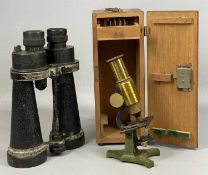 BARR & STROUD 7X CF41 FIXED FOCUS NAVAL BINOCULARS, and a vintage Universal Household microscope