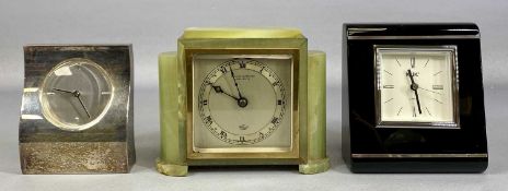 THREE MANTEL CLOCKS, including Elliott onyx cased mantel clock, retailed by Olivant & Botsford,