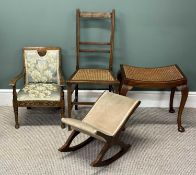 MIXED FURNITURE PARCEL, including oak / beech child's armchair with upholstered back and seat, 57cms
