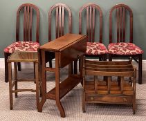 FURNITURE PARCEL, comprising mahogany drop-leaf table with end supports, 74cms (h); mahogany