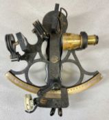 HENRY HUGHES HUSUN SEXTANT, no. 42851, black body with brass and silvered gauge, in fitted wooden
