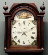 19TH CENTURY MAHOGANY LONGCASE CLOCK, arched painted dial signed 'Boffi, Hastings', subsidiary