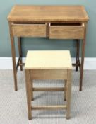 MAHOGANY INLAID, CROSSBANDED & STRUNG TWO-DRAWER DESK, tapering square supports, 80 (h) x 73 (w) x