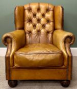 TETRAD LEATHER WING BACK ARMCHAIR, button back and studded detail, approx. 118 (h) x 88 (w) x