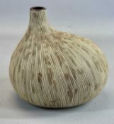 MILLERIGHE STYLE STUDIO POTTERY VASE, asymmetric design, glazed in shades of brown, unmarked, 16.