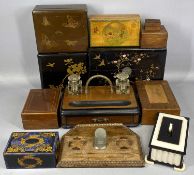 ASSORTED VINTAGE BOXES & COLLECTABLES, including Art Deco lucite cigarette box, 7 (h) x 19 (w) x