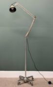 INDUSTRIAL RETRO STYLE FLOOR LAMP, having stainless steel anglepoise type light fitting mounted on