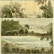 MIDDIMAN & F. JUKES pair of hand-coloured engravings - 'West View of Oystermouth Castle and Village'