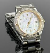 CITIZEN 'ECO-DRIVE' LADIES' QUARTZ STAINLESS STEEL WRISTWATCH with mother of pearl dial and date