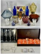ASSORTED GLASSWARE, including boxed set of six Webb lead crystal liqueur glasses, boxed set of