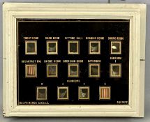 RALPH NANCE OF CARDIFF EDWARDIAN GLASS FRONTED SERVANT'S BELL INDICATOR BOARD with coloured flags,