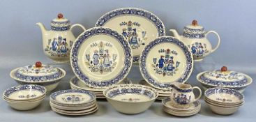 JOHNSON BROTHERS HEARTS & FLOWERS PATTERN DINNER & TEA SET, including two circular tureens and