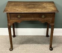 19TH CENTURY OAK SIDE TABLE, rectangular plank top with moulded rim and rounded corners, over long
