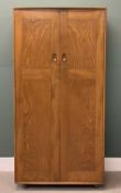 ERCOL LIGHT ELM TWO-DOOR WARDROBE, 183 (h) x 92 (w) x 54cms (d) Provenance: private collection