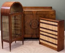 20TH CENTURY FURNISHINGS, comprising arch top display cabinet, open upper section with mirrored