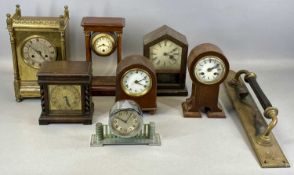 VARIOUS MANTEL CLOCKS, including gilded brass, 30cms (h); Art Deco chrome, 12cms (h); mahogany