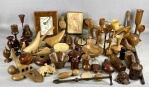 LARGE COLLECTION OF HAND-CRAFTED TREEN, including goblets, string holders, boxes, decorative