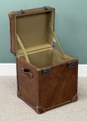 DECORATIVE LEATHER TRUNK with twin clasps and strap side handles, 57 (h) x 47 (w) x 43cms (d)