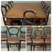 VICTORIAN MAHOGANY DINING FURNITURE, comprising extending table, rectangular top with moulded rim