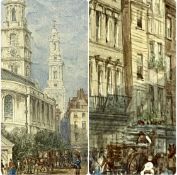 ‡ WILLIAM RICHARDSON (British 1814-1899) pair of watercolours - church towers from the street,