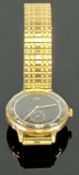 TREBEX VINTAGE 9CT GOLD CASED GENT'S WRISTWATCH, black dial with Arabic numerals and subsidiary