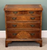 REPRODUCTION WALNUT BACHELOR'S CHEST, fold-over top cross banded and feather banded and with